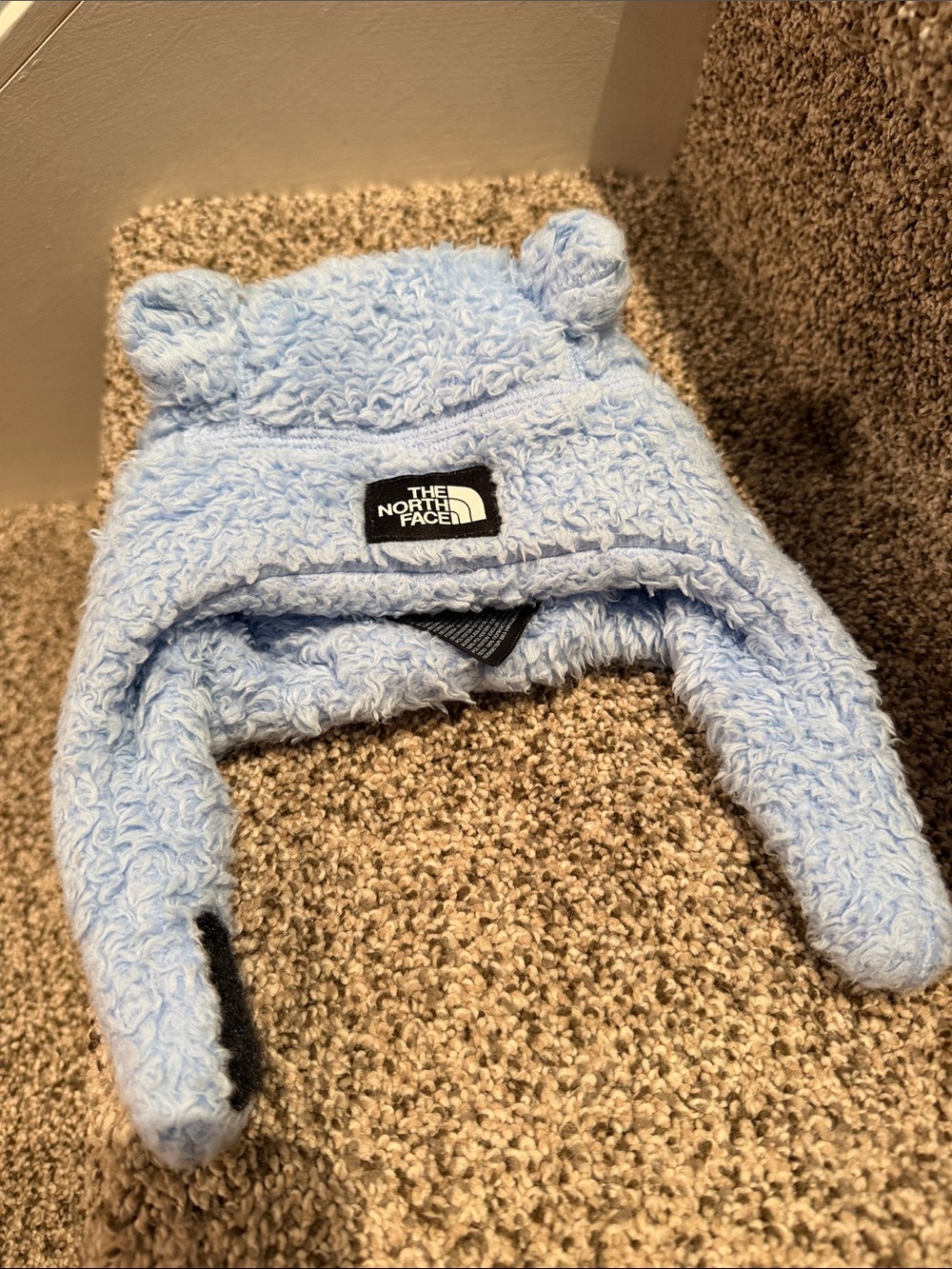 The North Face Pale Blue Fuzzy Earflap Beanie with Ears